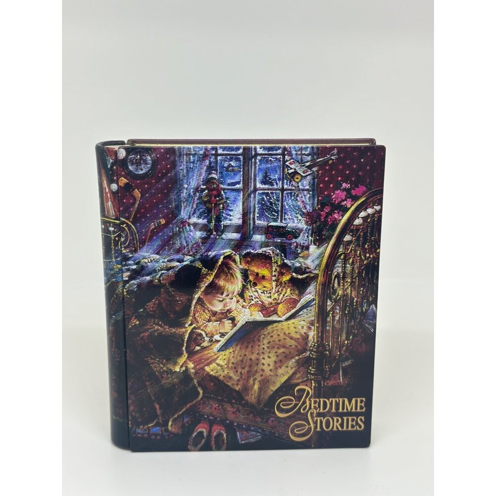 Bedtime Stories Hinged Tin Book Box Staci Stirwood VTG Style Decor 6" Storybook - Picture 2 of 5